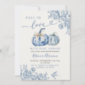 Dusty Blue Chinoiserie Pumpkin Fall In Liebe Dusch Einladung (Vorderseite)
