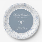 Dusty Blue Chinoiserie Teddy Bear Bows Baby Shower Pappteller (Vorderseite)