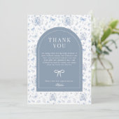 Dusty Blue Chinoiserie Teddy Bear Vielen Dank Einladung (Stehend Vorderseite)