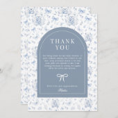 Dusty Blue Chinoiserie Teddy Bear Vielen Dank Einladung (Vorne/Hinten)