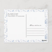 Dusty Blue Chinoiserie Teddy Bear Vielen Dank Postkarte (Rückseite)