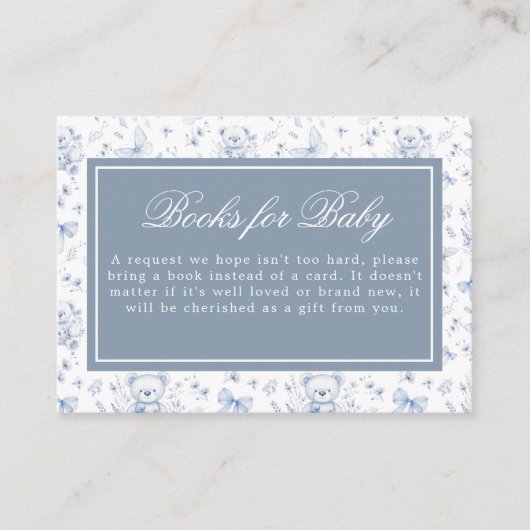 Dusty Blue Chinoiserie Teddy Bears Babydusche Begleitkarte (Vorderseite)