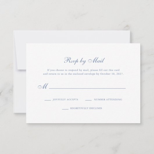 Dusty Blue Chinoiserie | Traditioneller Code und Q RSVP Karte (Rückseite)