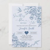 Dusty Blue Chinoiserie Vintag Floral Bridal Einladung (Vorderseite)