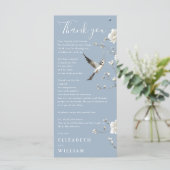 Dusty Blue Chinoiserie Wedding Danke Card Menükarte (Stehend Vorderseite)