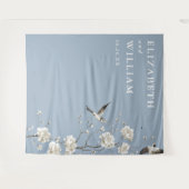 Dusty Blue Chinoiserie Wedding Foto Hintergrund Wandteppich (Vorderseite (Horizontal))