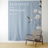 Dusty Blue Chinoiserie Wedding Foto Hintergrund Wandteppich (Beispiel)