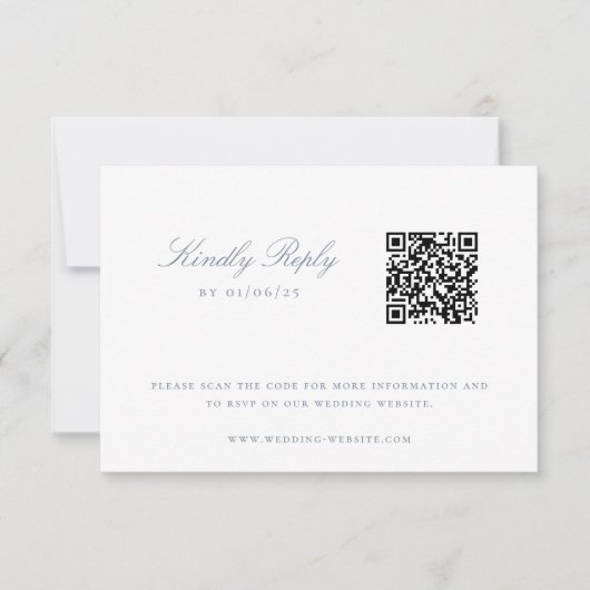 Dusty Blue Chinoiserie Wedding QR Code Einladung (Vorderseite)