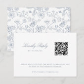Dusty Blue Chinoiserie Wedding QR Code Einladung (Vorne/Hinten)