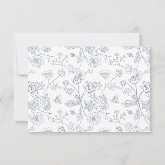 Dusty Blue Chinoiserie Wedding QR Code RSVP Karte (Rückseite)