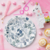 Dusty Blue Christmas | Design der Aquarellleder Pappteller (Party)