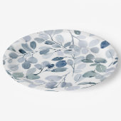 Dusty Blue Christmas | Design der Aquarellleder Pappteller (Schrägansicht)