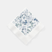 Dusty Blue Christmas Napkin mit Watercolor-Blätter Serviette (Ecke)