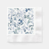 Dusty Blue Christmas Napkin mit Watercolor-Blätter Serviette (Vorderseite)