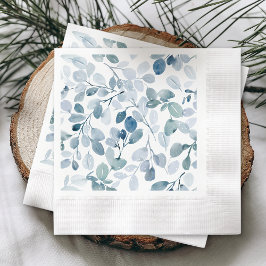 Dusty Blue Christmas Napkin mit Watercolor-Blätter Serviette