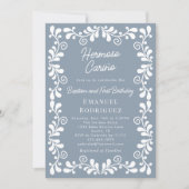 Dusty Blue Cielito Lindo Taufe & Erster Geburtstag Einladung (Vorderseite)