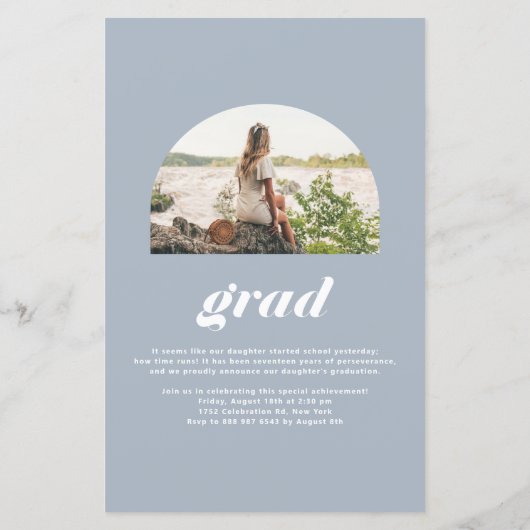 Dusty Blue Class of 2025 Arch Foto Abschluss (Rückseite)