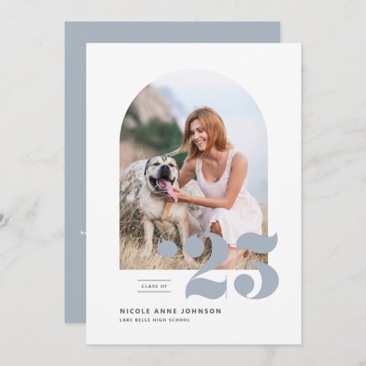 Dusty Blue Class of 2025 Arch Foto Abschluss Ankündigung (Vorne/Hinten)