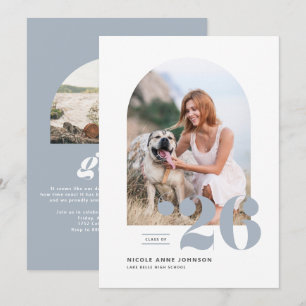 Dusty Blue Class of 2025 Arch Foto Abschluss Einladung