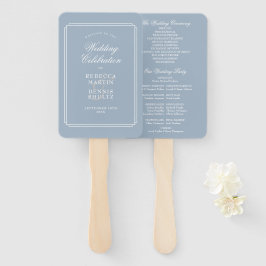 Dusty Blue Classic Art Deco Wedding Programm Fächer