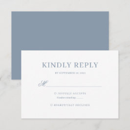 Dusty Blue Classic Calligraphy Script Wedding Rsvp Karte