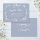 Dusty Blue Classic Dusche für französische Blumenp Einladung
