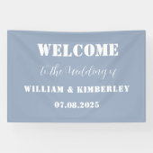Dusty Blue Classic Elegant Simple Modern Wedding Banner (Horizontal)