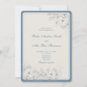 Dusty Blue Classic Foto Wedding Einladung (Vorderseite)