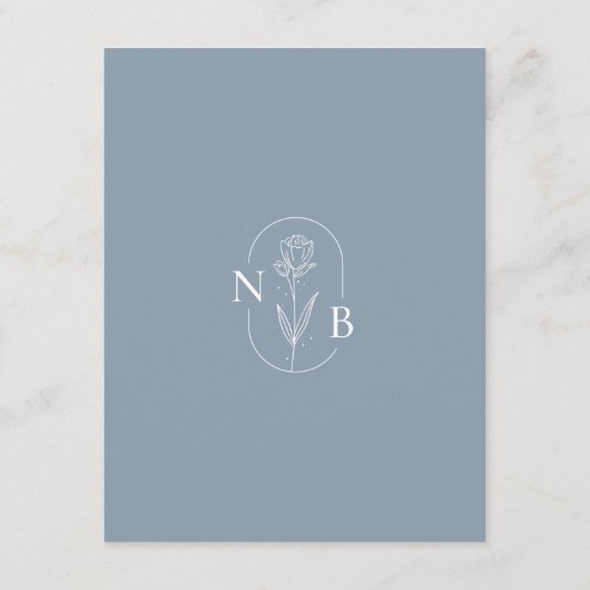 Dusty Blue Classic Minimal Modern Wedding Details Begleitkarte (Rückseite)