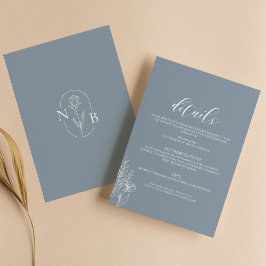 Dusty Blue Classic Minimal Modern Wedding Details Begleitkarte