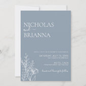 Dusty Blue Classic Minimal Wedding Elegantes Foto Einladung (Vorderseite)