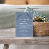 Dusty Blue Classic Minimalistisch Modern Boho Wedd Einladung