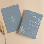 Dusty Blue Classic Minimalistisch Modern Boho Wedd Einladung<br><div class="desc">Dusty Blue Classic Minimalistisch Moderne Boho Hochzeitseinladung. Monogramm hinten. Karo der Auflistung für mehr passende Elemente. (Monogramm Vektor,  konstruiert von Pikisuperstar)</div>