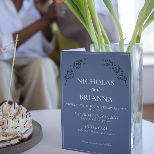 Dusty Blue Classic Minimalistisch Modern Boho Wedd Einladung