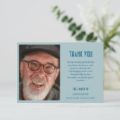 Dusty Blue Classic Personalized Photo Funeral Dankeskarte (Stehend Vorderseite)