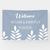 Dusty Blue Classic Rustic Simple Modern Wedding Banner (Horizontal)