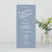 Dusty Blue Classic Script Elegant Wedding Program Programm (Stehend Vorderseite)