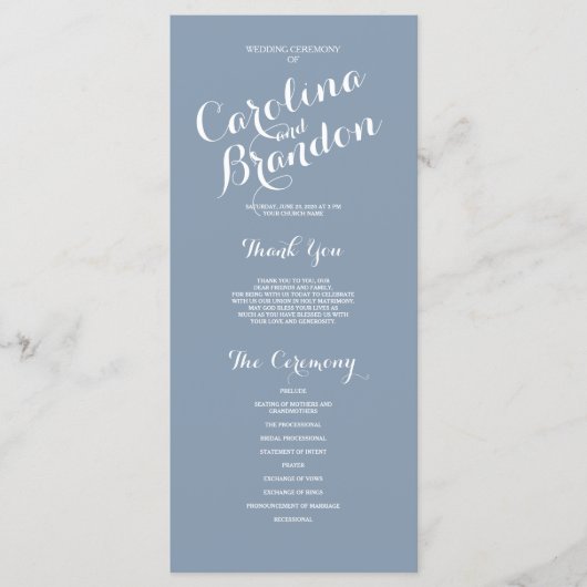 Dusty Blue Classic Script Elegant Wedding Program Programm (Vorderseite)
