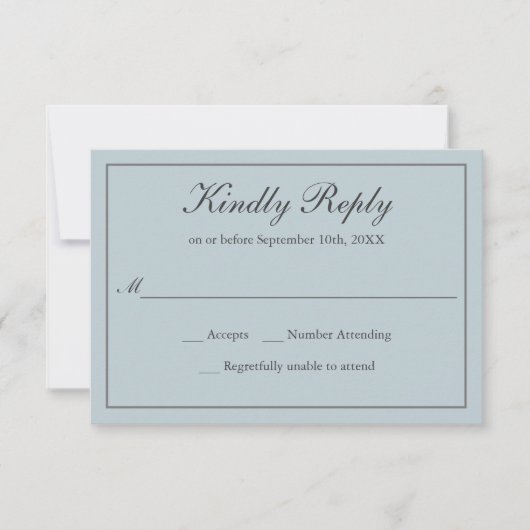 Dusty Blue Classic Simple Elegante Wedding UAWG RSVP Karte (Vorderseite)