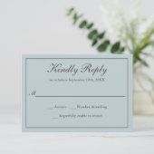 Dusty Blue Classic Simple Elegante Wedding UAWG RSVP Karte (Stehend Vorderseite)