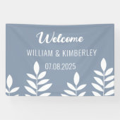 Dusty Blue Classic Simple Modern Wedding Banner (Horizontal)