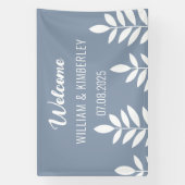 Dusty Blue Classic Simple Modern Wedding Banner (Vertikal)