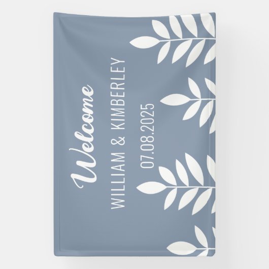Dusty Blue Classic Simple Modern Wedding Banner (Vertikal)