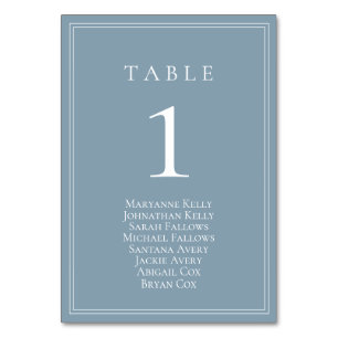 Dusty Blue Classic Tischnummer mit Seating Chart