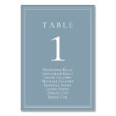 Dusty Blue Classic Tischnummer mit Seating Chart (Vorderseite)