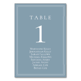 Dusty Blue Classic Tischnummer mit Seating Chart