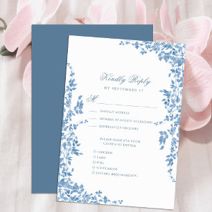 Dusty Blue Classic Vintag Blumengarten Hochzeit RSVP Karte