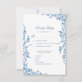 Dusty Blue Classic Vintage Floral Garden Wedding RSVP Karte (Vorderseite)