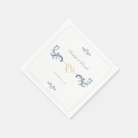 Dusty Blue Classic Wedding Serviette (Ecke)