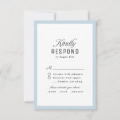 Dusty Blue Classy Script Elegant QR code Wedding RSVP Karte (Vorderseite)